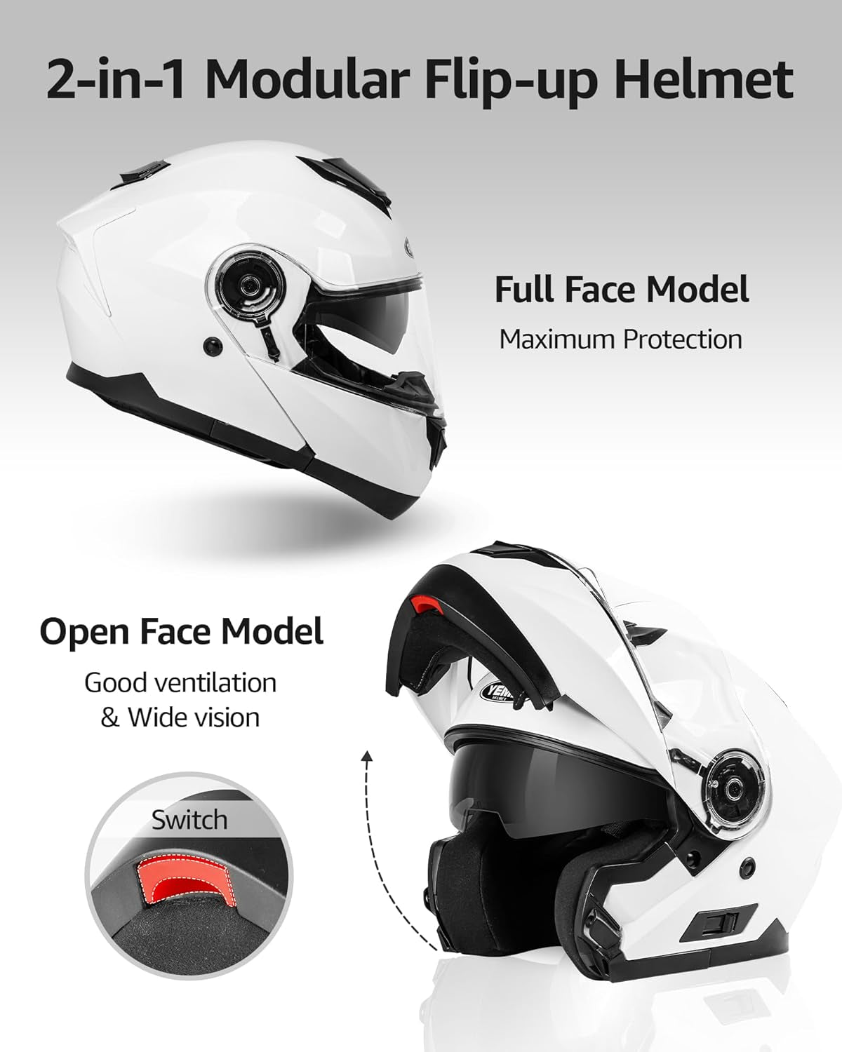 DOT Approved Modular Motorcycle Helmets! 🏍️✨ Perfect for men and women, featuring a flip - up dual visor for ultimate convenience. Ideal for street, scooter, ATV, and e - bike adventures! MotorcycleGear SafetyFirst - Sunday Runner’s