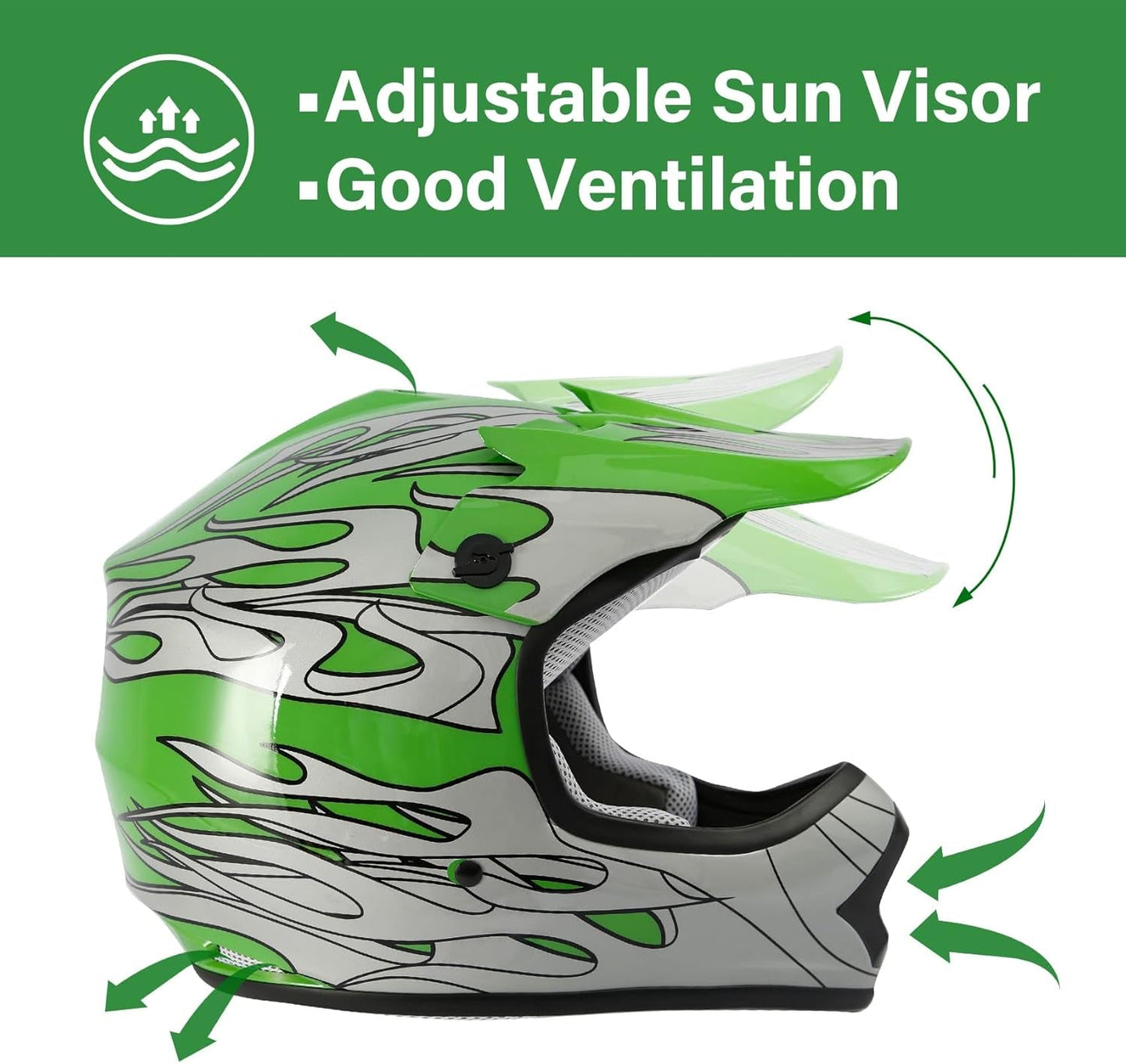 Gear up your young riders with our Youth Full Face Motocross Helmet, Gloves, and Goggles! Perfect for ATV, Dirtbike, and BMX adventures! 🏍️💨 SafetyFirst YouthRiders MotocrossFun - Sunday Runner’s