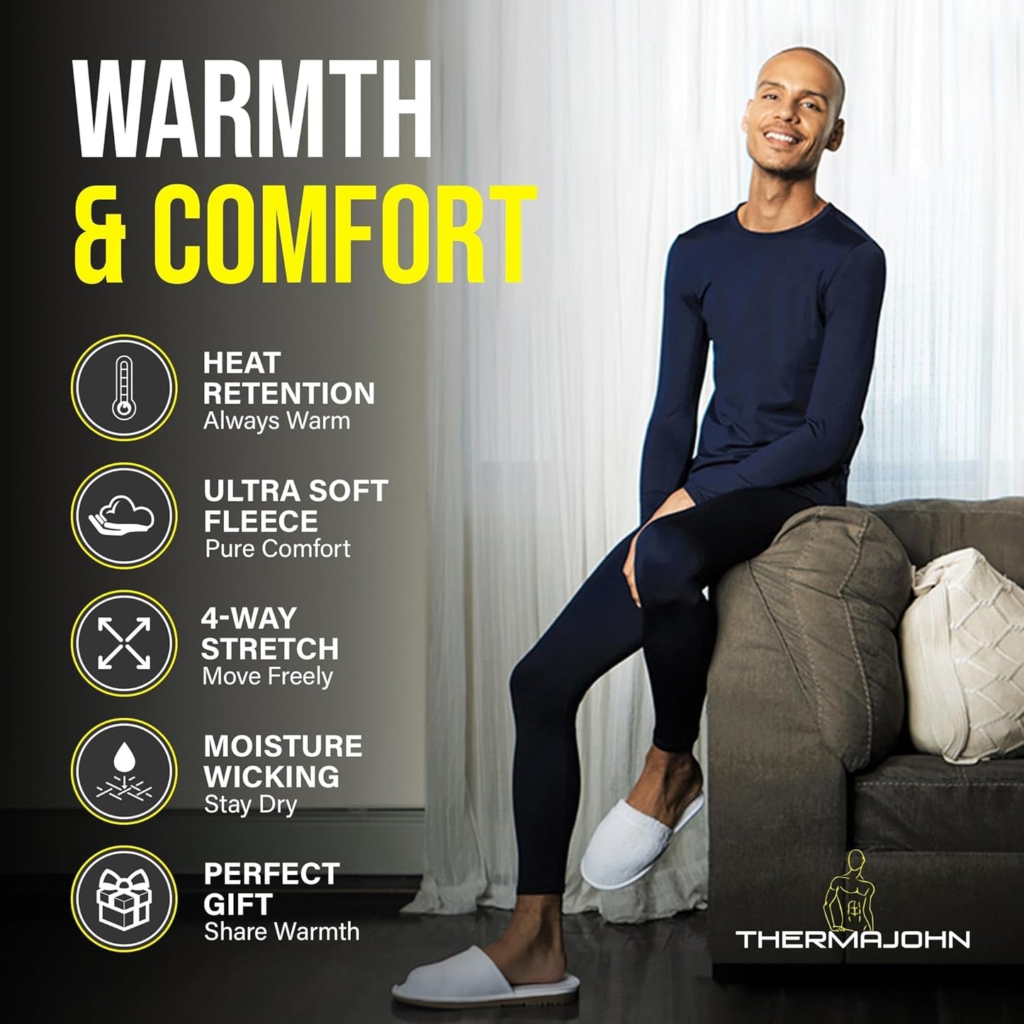 Long Johns Thermal Underwear for Men Fleece Lined Base Layer Set for Cold Weather - Sunday Runner’s