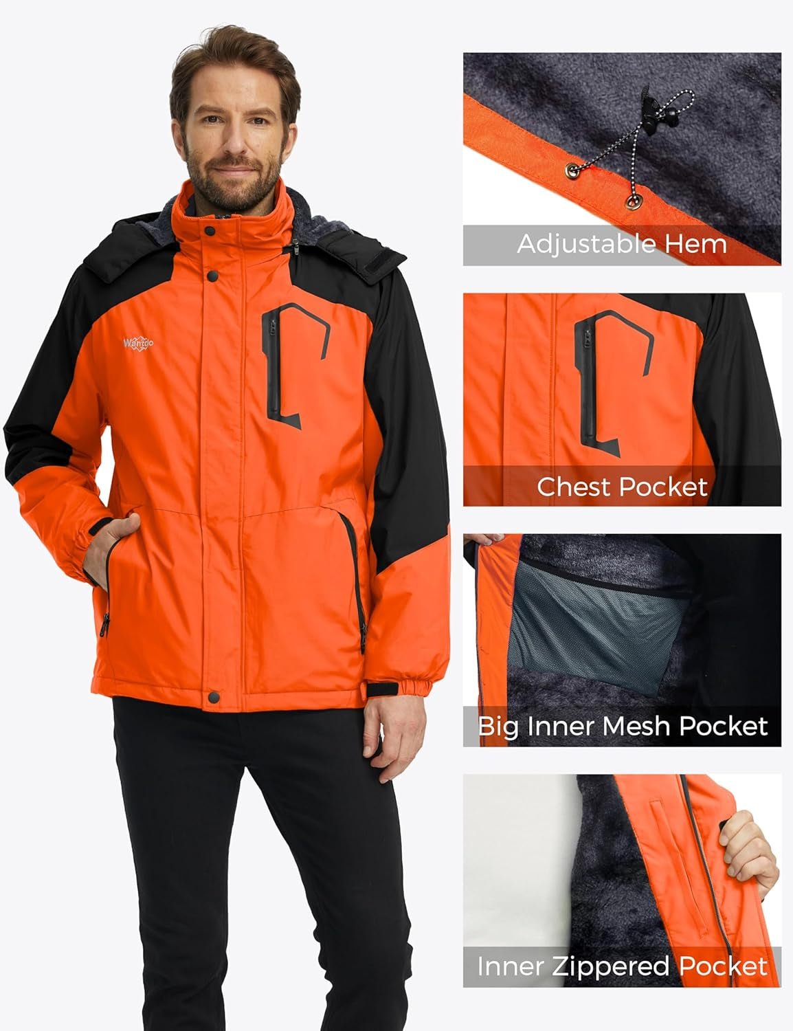 Men'S Mountain Waterproof Ski Jacket Windproof Rain Jacket Winter Warm Hooded Coat - Sunday Runner’s