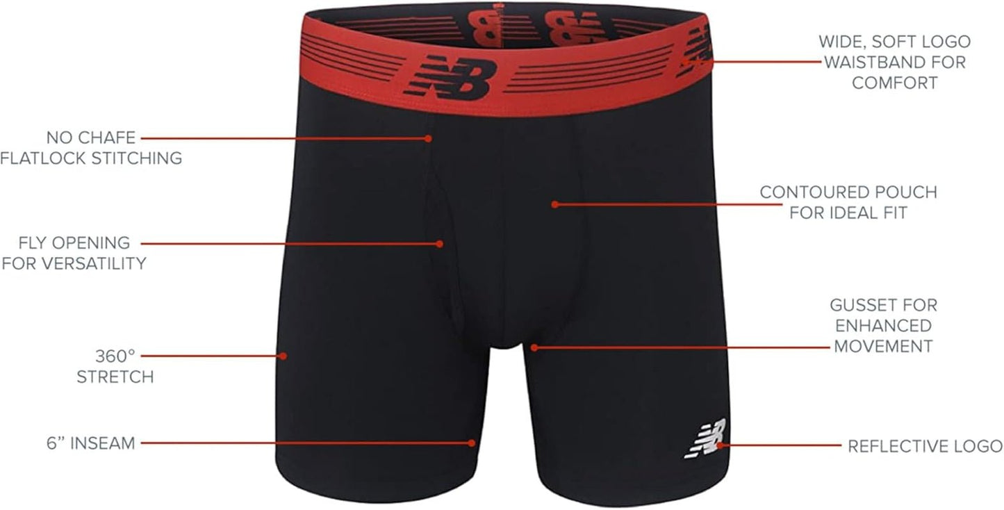 Men'S Performance Boxer Briefs with Fly, Breathable Stretch Underwear, Moisture Wicking, Soft Waistband (3 Pack) - Sunday Runner’s