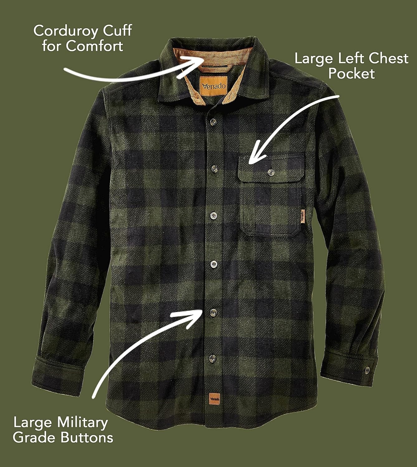 Mens Plaid Shirts for Men - Heavyweight Buffalo Plaid Fleece Shirt - Soft - Sunday Runner’s