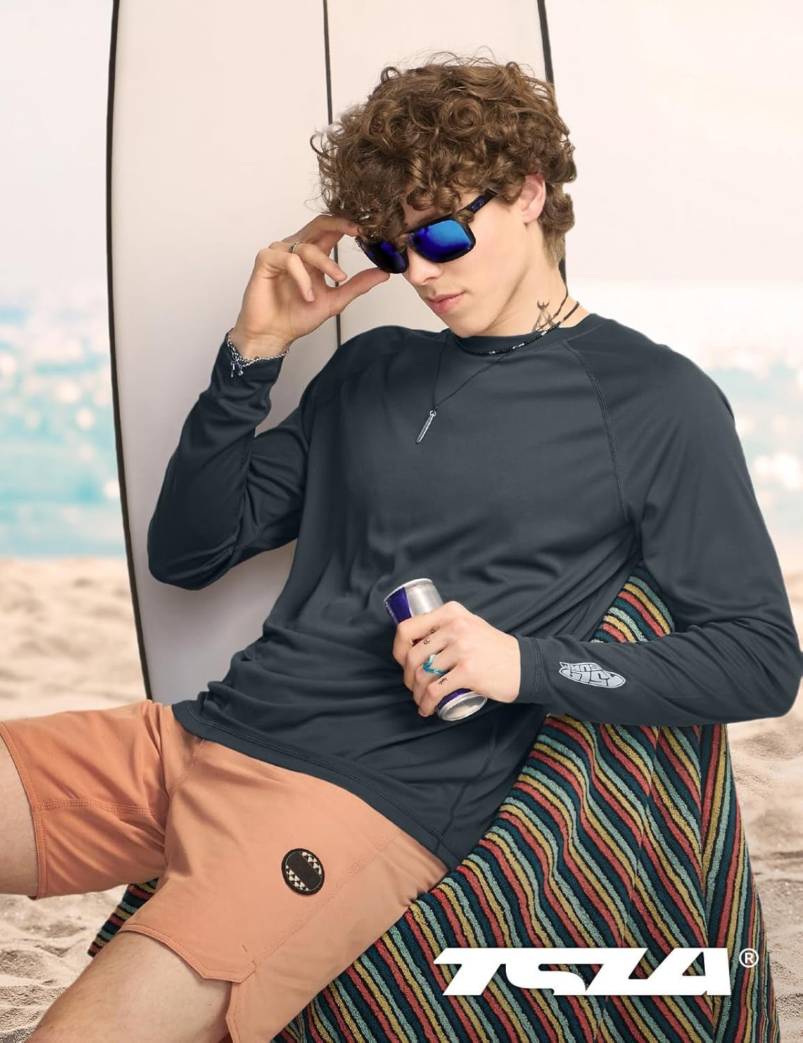 Men'S Rashguard Swim Shirts, UPF 50+ Cool Running Workout Loose - Fit Long Sleeve - Sunday Runner’s
