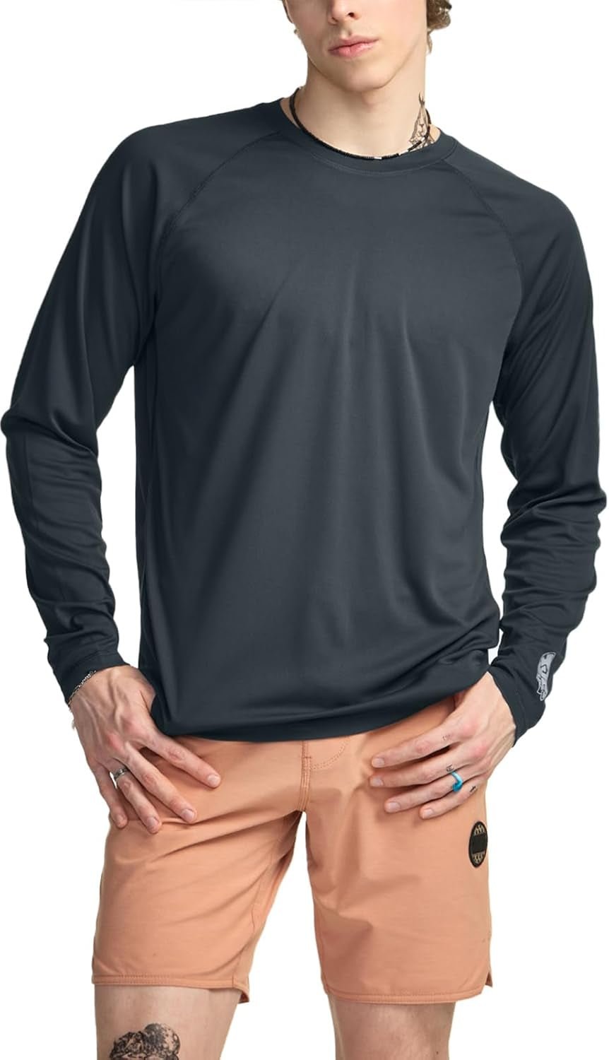 Men'S Rashguard Swim Shirts, UPF 50+ Cool Running Workout Loose - Fit Long Sleeve - Sunday Runner’s
