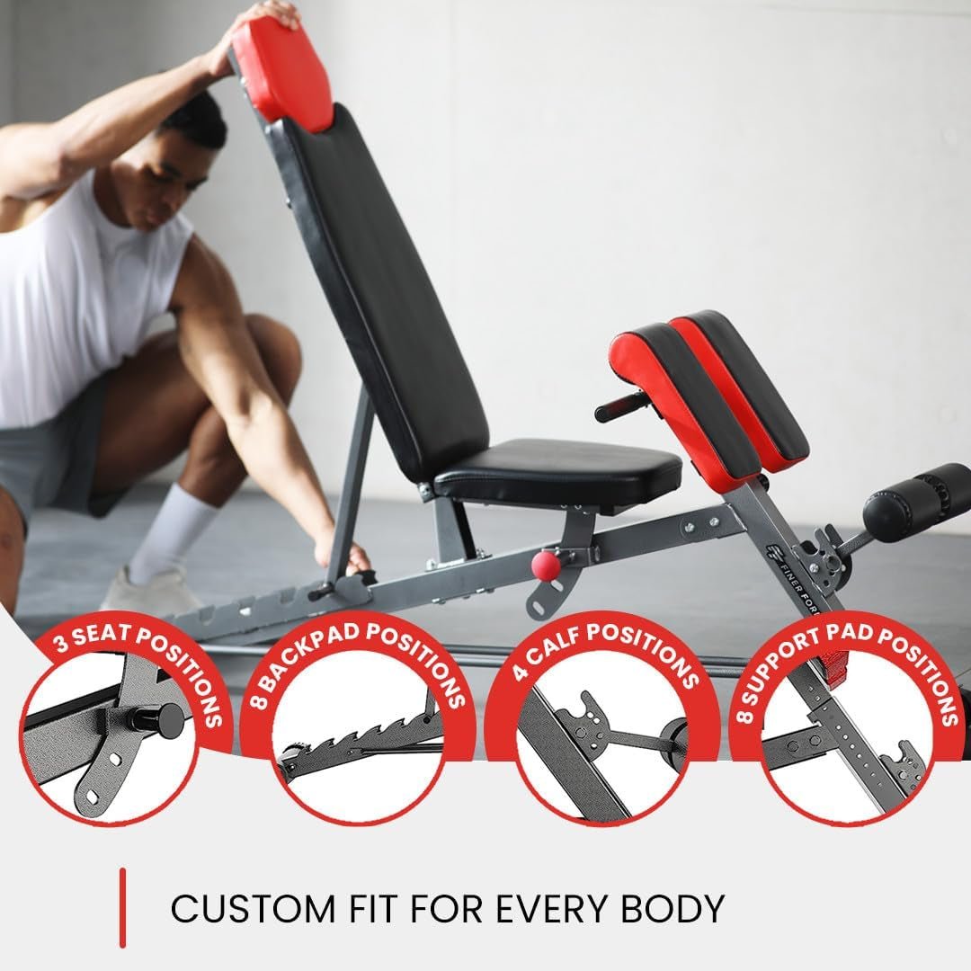 Multi - Functional FID Weight Bench for Full All - In - One Body Workout – Hyper Back Extension, Roman Chair, Adjustable Ab Sit up Bench, Incline Decline Bench, Flat Bench - Sunday Runner’s