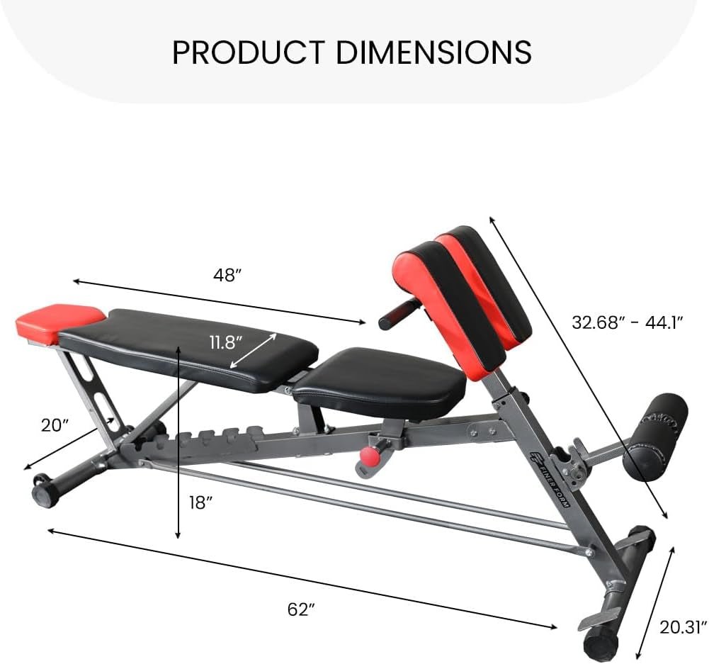Multi - Functional FID Weight Bench for Full All - In - One Body Workout – Hyper Back Extension, Roman Chair, Adjustable Ab Sit up Bench, Incline Decline Bench, Flat Bench - Sunday Runner’s