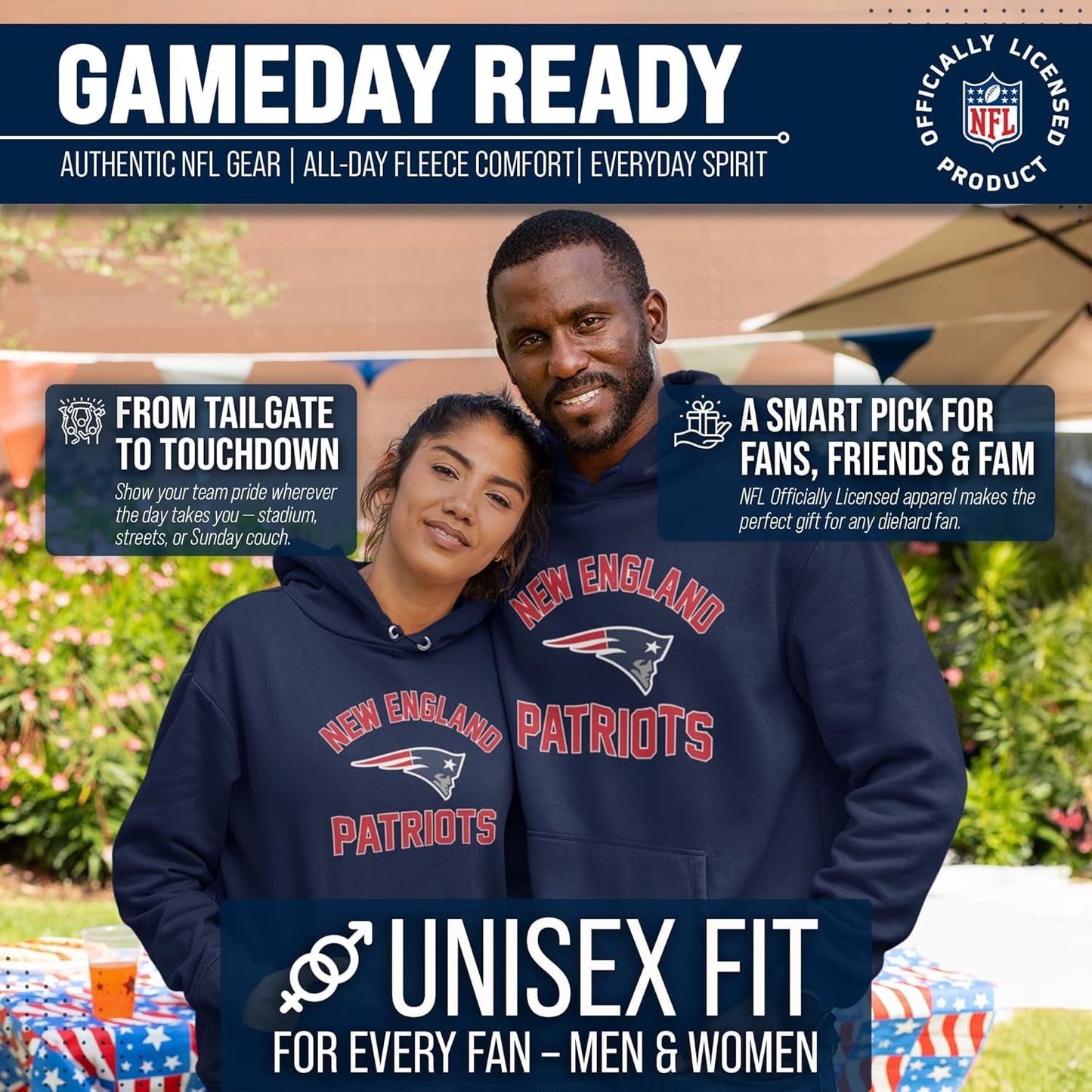 NFL Adult Gameday Hooded Sweatshirt - Poly Fleece Cotton Blend - Stay Warm and Represent Your Team in Style - Sunday Runner’s