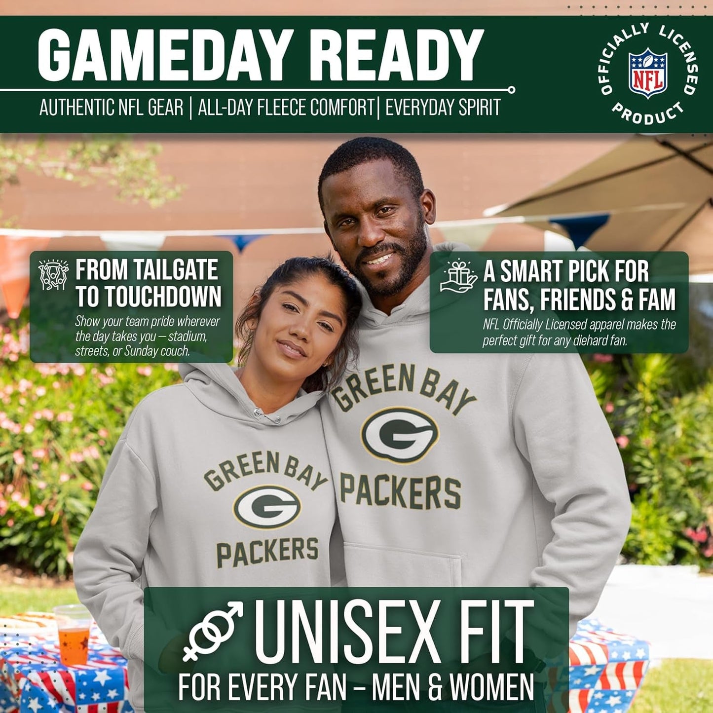 NFL Adult Gameday Hooded Sweatshirt - Poly Fleece Cotton Blend - Stay Warm and Represent Your Team in Style - Sunday Runner’s