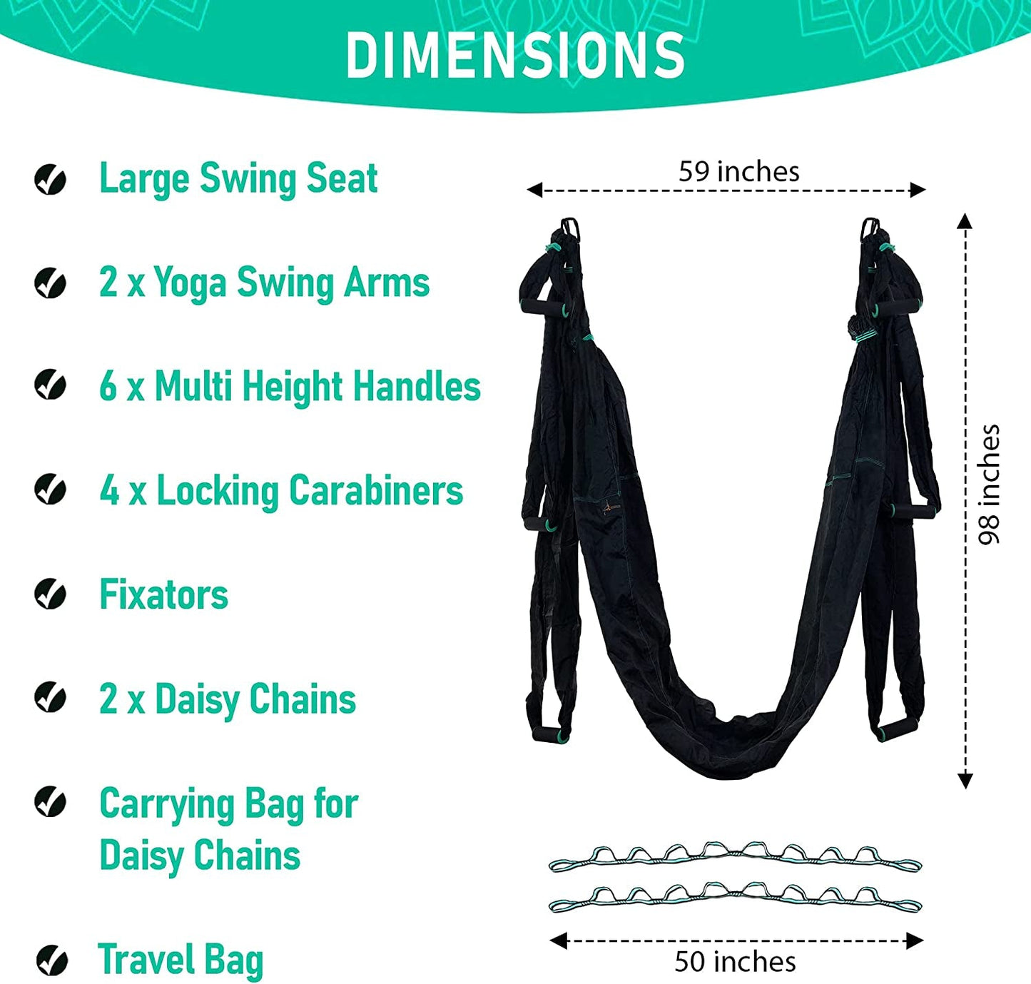 Premium Aerial Hammock anti Gravity Yoga Swing Kit - Acrobat Flying Sling Set for Indoor and Outdoor Inversion Therapy - Sunday Runner’s