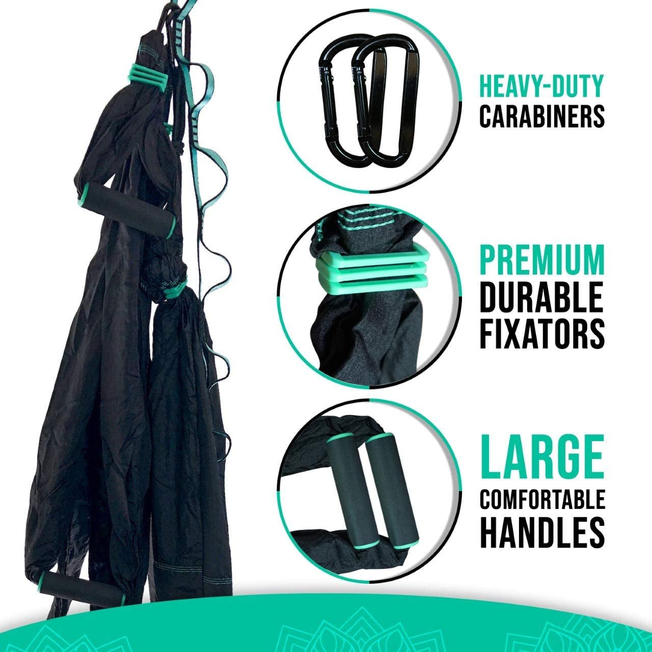 Premium Aerial Hammock anti Gravity Yoga Swing Kit - Acrobat Flying Sling Set for Indoor and Outdoor Inversion Therapy - Sunday Runner’s