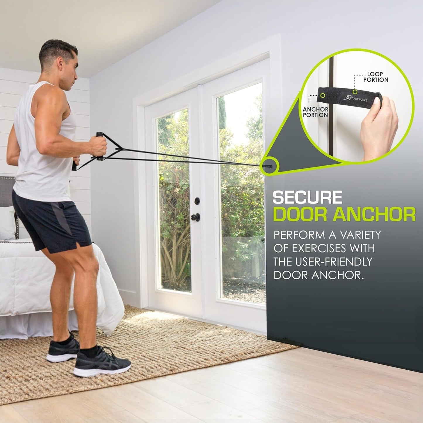 Single Stackable Resistance Bands with Door Anchor and Exercise Guide, 16 - 20 LB, Heavy Duty Fitness Tube - Sunday Runner’s