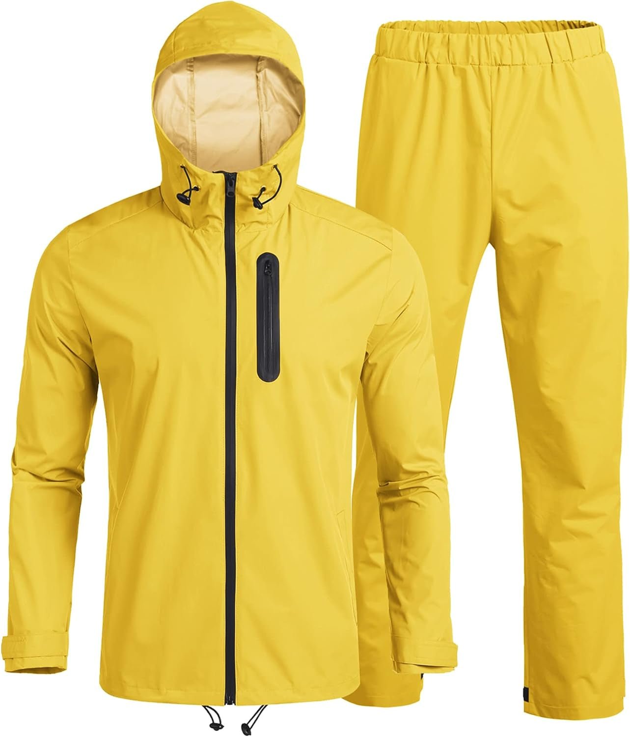 Stay dry and stylish with our Lightweight Men's Waterproof Rain Suit! Perfect for fishing and camping adventures. 🌧️💛 RainGear OutdoorEssentials - Sunday Runner’s