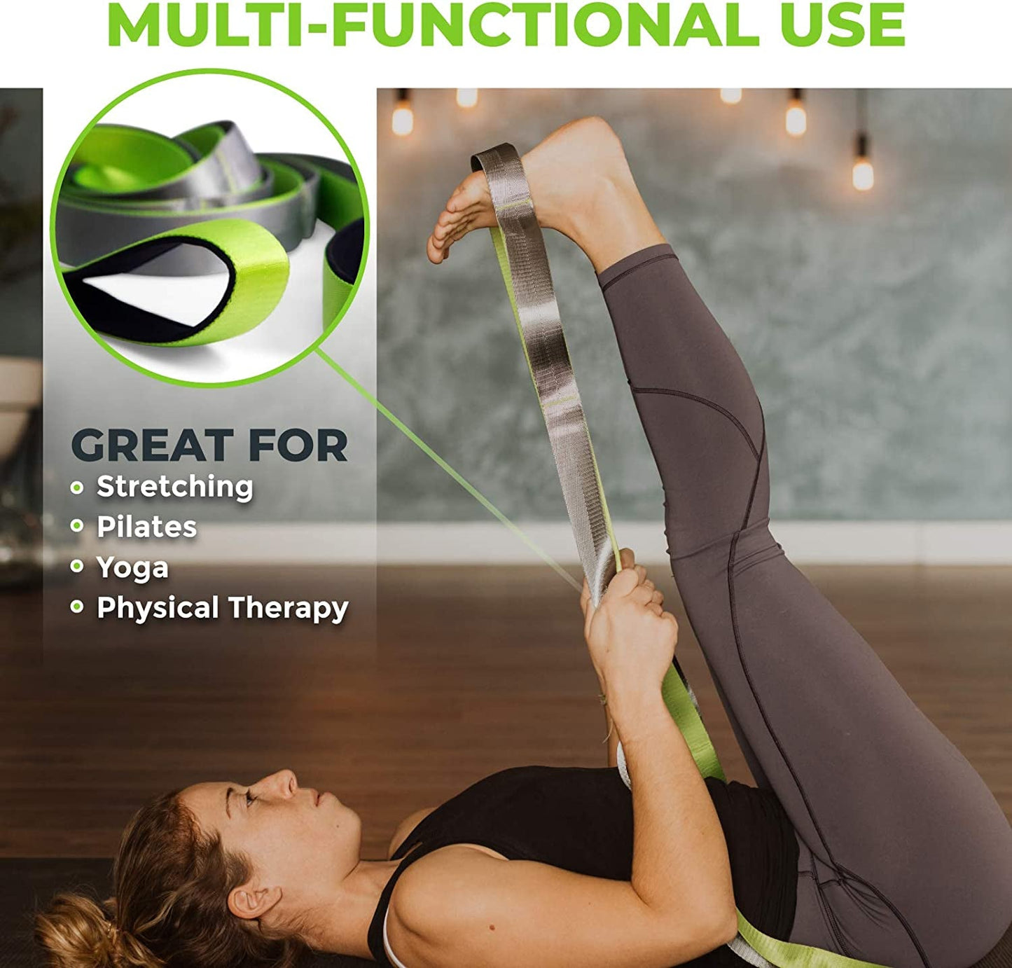 Stretching Strap for Physical Therapy, 12 Multi - Loop Stretch Strap - Sunday Runnerβs
