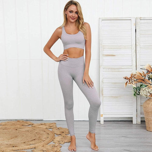 Exercise Outfits for Women 2 Pieces Ribbed Seamless Yoga Outfits Sports Bra and Leggings Set Tracksuits 2 Piece - Sunday Runner’s
