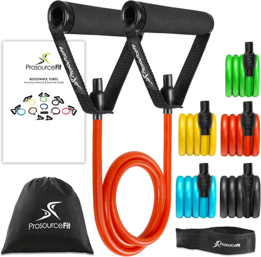 Single Stackable Resistance Bands with Door Anchor and Exercise Guide, 16 - 20 LB, Heavy Duty Fitness Tube - Sunday Runner’s