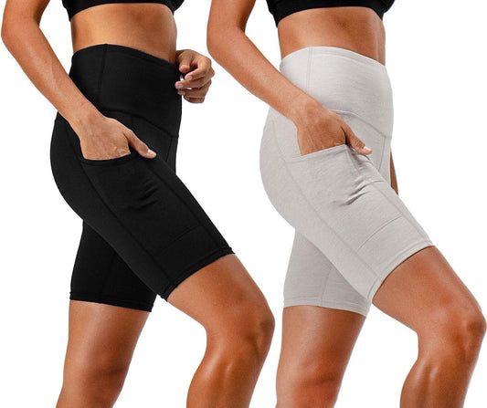 Women'S 2 - Pack High Waist Workout Yoga Running Exercise Shorts with Side Pockets - Sunday Runner’s
