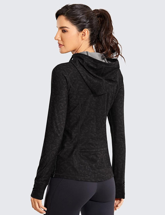 Women'S Brushed Full Zip Hoodie Jacket Sportswear Hooded Workout Track Running Jacket with Zip Pockets - Sunday Runner’s