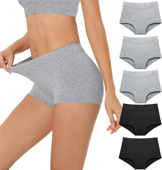 Womens Seamless Boy Shorts Underwear Soft Stretch Boxer Shorts Briefs No Show Panties 2 Packs Black Grey - Sunday Runner’s